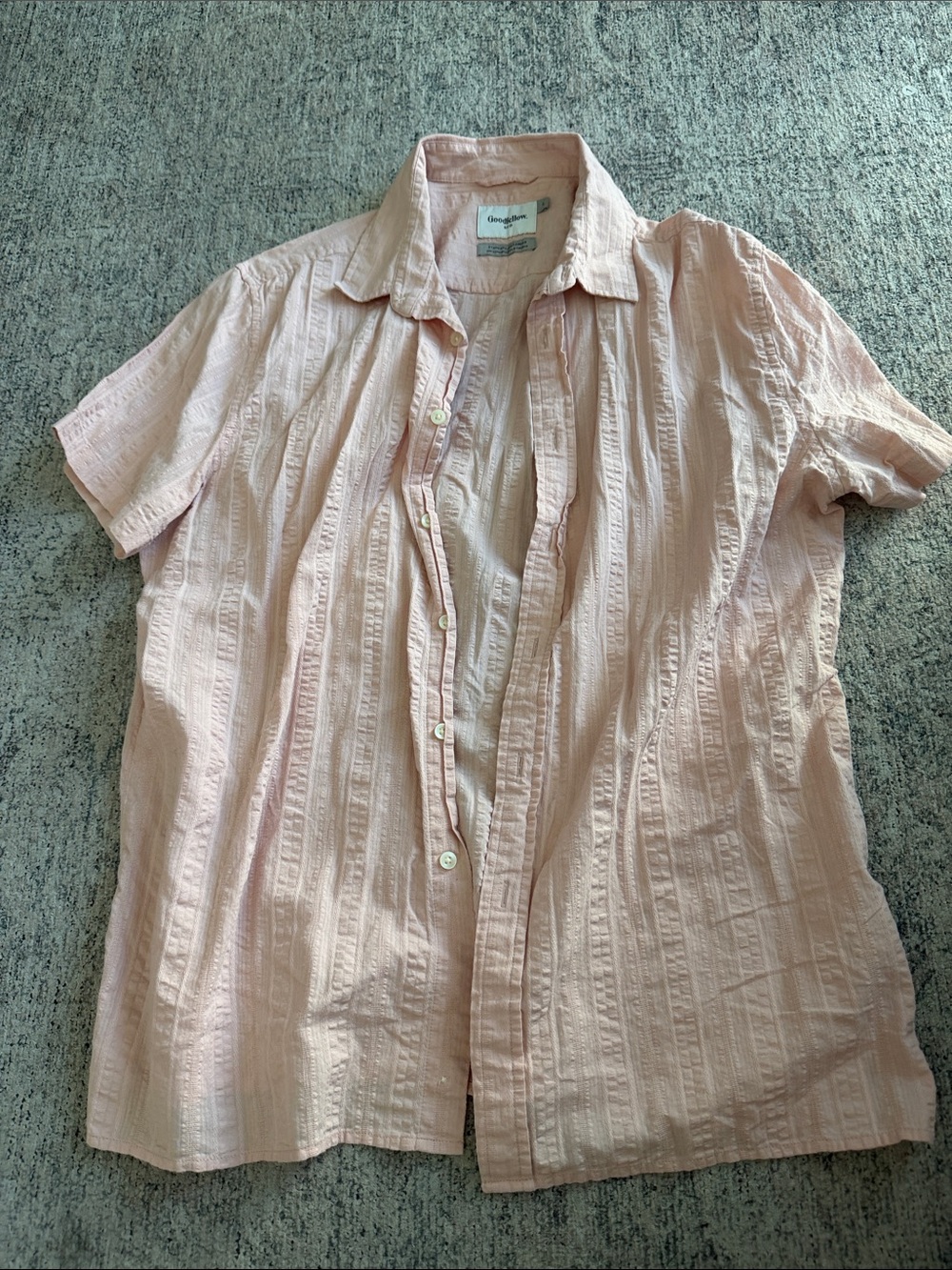 Goodfellow & Co Light Pink Short Sleeve Textured Button-Down Shirt - Picture 5 of 5